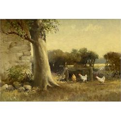 Jon Peaty (British 1914-1991): 'Chicken Run' and 'Old Boat Shed', two oils on board signed, titled verso 34cm x 49cm (2)