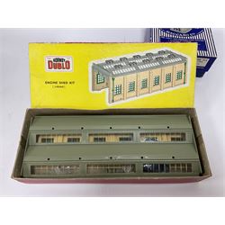 Tri-ang T/T gauge - two passenger coaches, four goods wagons and Lighting Kit; Tri-ang '00' gauge Searchlight Wagon; Hornby Dublo Engine Shed Kit (2-road) and Diamond Crossing; and two power controllers; all boxed