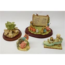  Four Border Fine Arts Beatrix Potter limited edition groups - Millennium Special Tableau 1415/2000, The Flopsy Bunnies 106/999, Jemima Puddle-Duck and Foxgloves 363/1250 and A Little Shoe House 389/1250, in original boxes with certificates (4)    
