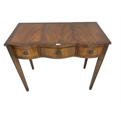 Hunter & Smallpage of York - Georgian design mahogany console table, shaped front, fitted with three drawers, square tapering supports