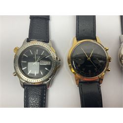 Three automatic wristwatches including Seiko, Debert chronograph and Swiss Emperor and four manual wind wristwatches including Chronograph Swiss, Interpol, Mithras chronograph and Oris