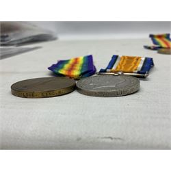 Two WW1 Lincolnshire Regiment pairs of medals, each comprising British War Medal and Victory Medal awarded to 37415 Pte. F. Spendlove and 45987 Pte. A.E. Billyard; all with ribbons; some biographical details (4)