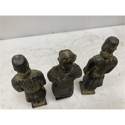 Set of three terracotta warriors style figures, the tallest H27cm