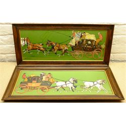 After Cecil Aldin (British 1870-1935): 'The Huntsman', 'The Whip', 'The Glasgow Coach' and 'The Eton Coach', set four chromolithographs, the first pub. Richard Wyman & Co, the others pub. Lawrence & Jellicoe, c.1907, 26cm x 69cm (4)