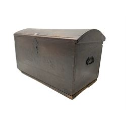 18th century oak blanket chest, hinged dome lid concealing fitted candle box 