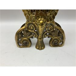 Early 20th century pierced brass peacock style folding fire screen