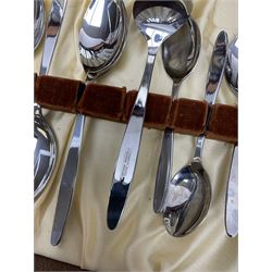 Two cased canteens of cutlery comprising Viners of Sheffield 1960s EPNS cutlery (34) and canteen of Thomas Turner of Sheffield stainless steel cutlery (24)