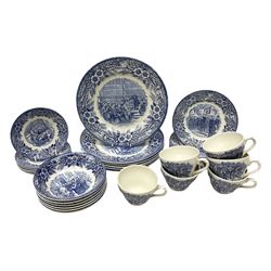 Staffordshire blue and white tea wares to commemorate The Salvation Army Centenary in 1978, 30 pcs