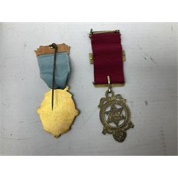 Group of predominantly Masonic Jewels of Office, to include silver, and silver gilt and enamel examples, mostly 1950's and 1960's in date, etc. 