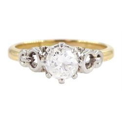 Gold single stone round brilliant cut diamond ring, diamond approx 0.45 carat