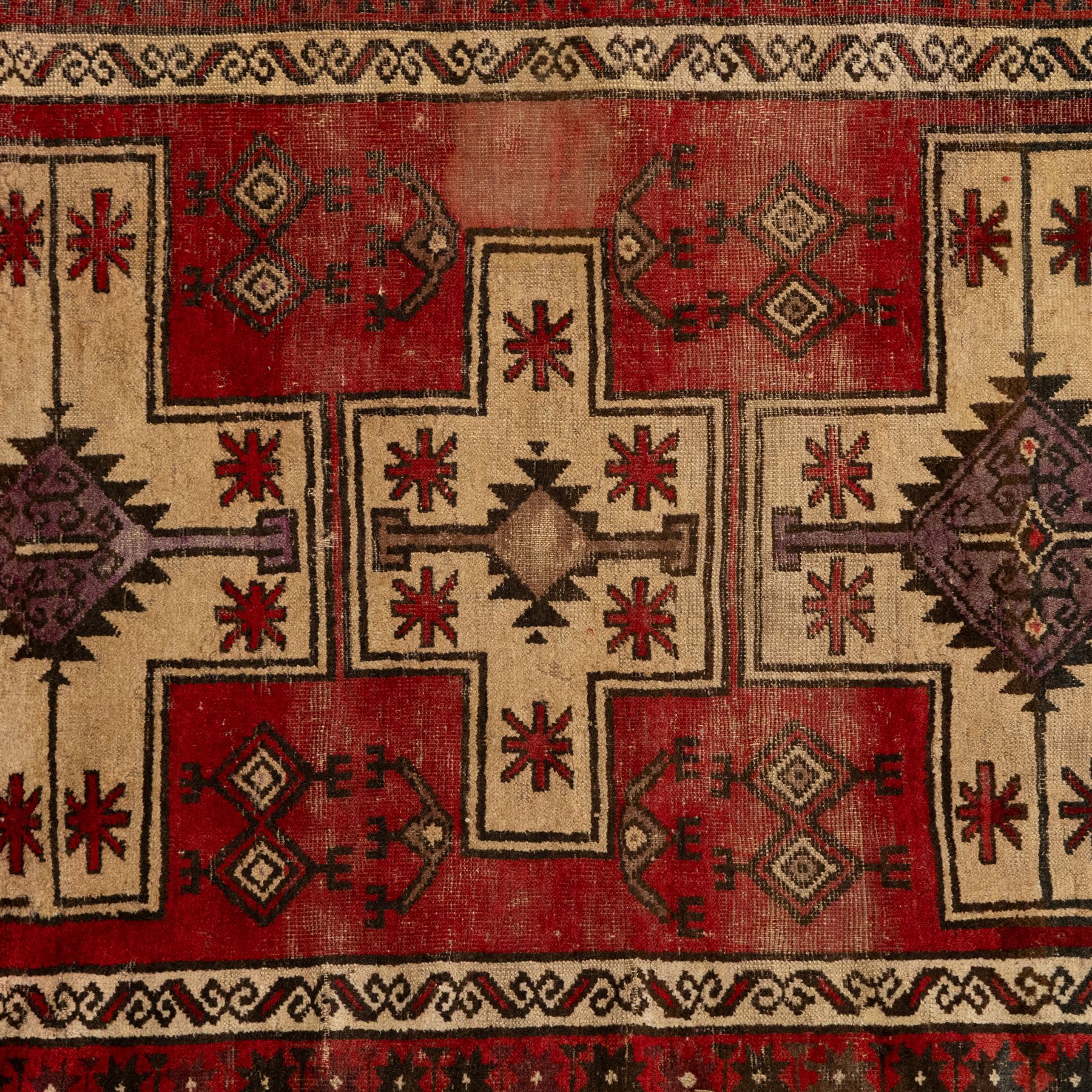 Four Persian rugs, Turkish Anatolian rug, 194x131cm, Turkish Anatolian prayer rug  136x78cm, Persian Gabbeh prayer rug 88x67cm, Caucasian Kazak rug 152x100cm (4)