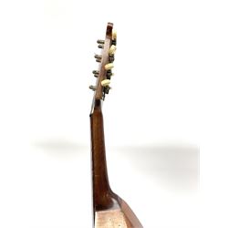 Melody-Uke four-string ukelele banjo, makers plaque to head stock L59cm; and Italian eight-string lute-back mandolin with mahogany stained segmented maple back and spruce top L59cm (2)