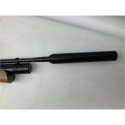 Air Arms S400F Carbine bolt-action .22 multishot air rifle, pump-up action, adjustable trigger, fitted with sound moderator and Nikko Stirling Mountmaster 3-9 x 50 telescopic sight, complete with stirrup type pump, pressure gauge etc, serial no.135456, L106cm; in gun sling