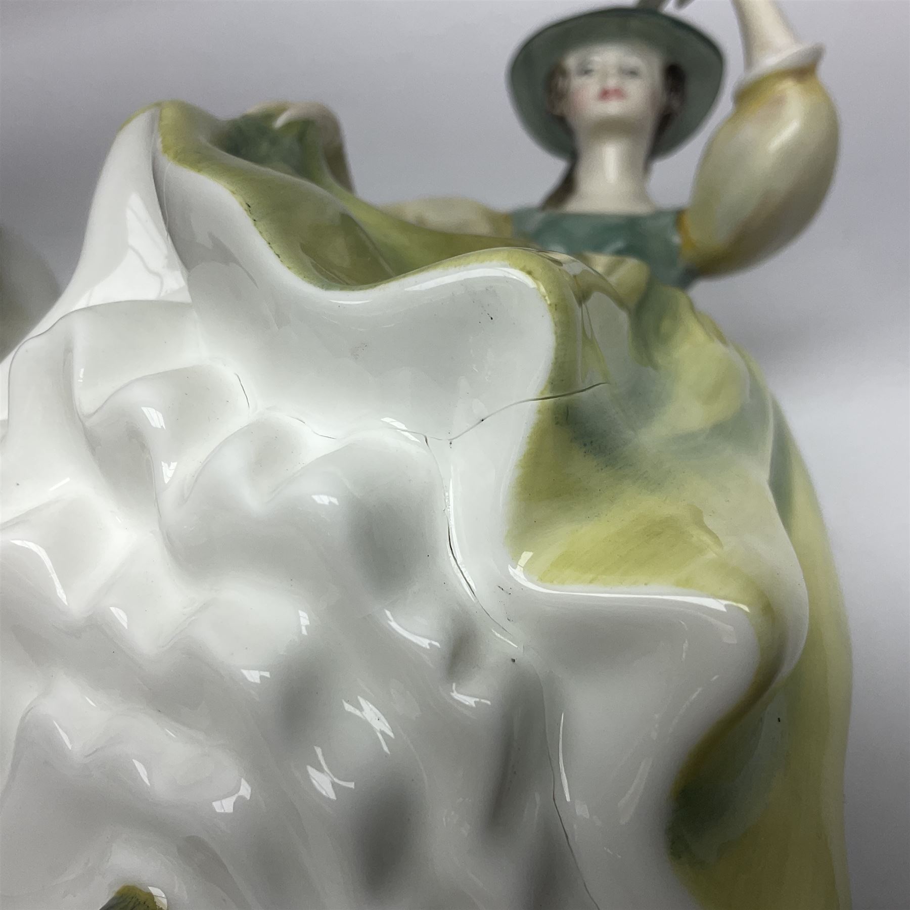 Two Royal Doulton figures, Buttercup HN2309 and Ascot HN2356, together with Capodimonte figure Hussar and His Lady 