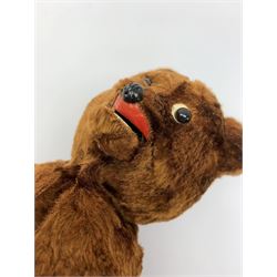 'Meabeab' Russian clockwork plush covered bear c1950s depicted standing with open mouth holding an ice lolly H9