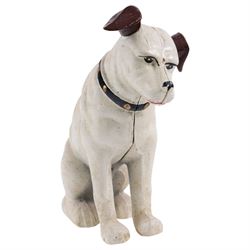 Cast iron replica Nipper dog money box, H26cm