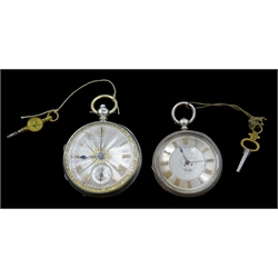  Silver key wound pocket watch by Henry Winter Pocklington no 26106, London  1873 and a continental fine silver pocket key wound pocket watch by Andre Mathey  