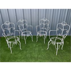 Set four white wirework garden chairs  - THIS LOT IS TO BE COLLECTED BY APPOINTMENT FROM DUGGLEBY STORAGE, GREAT HILL, EASTFIELD, SCARBOROUGH, YO11 3TX