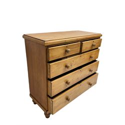 Victorian pine chest, two short and three long drawers