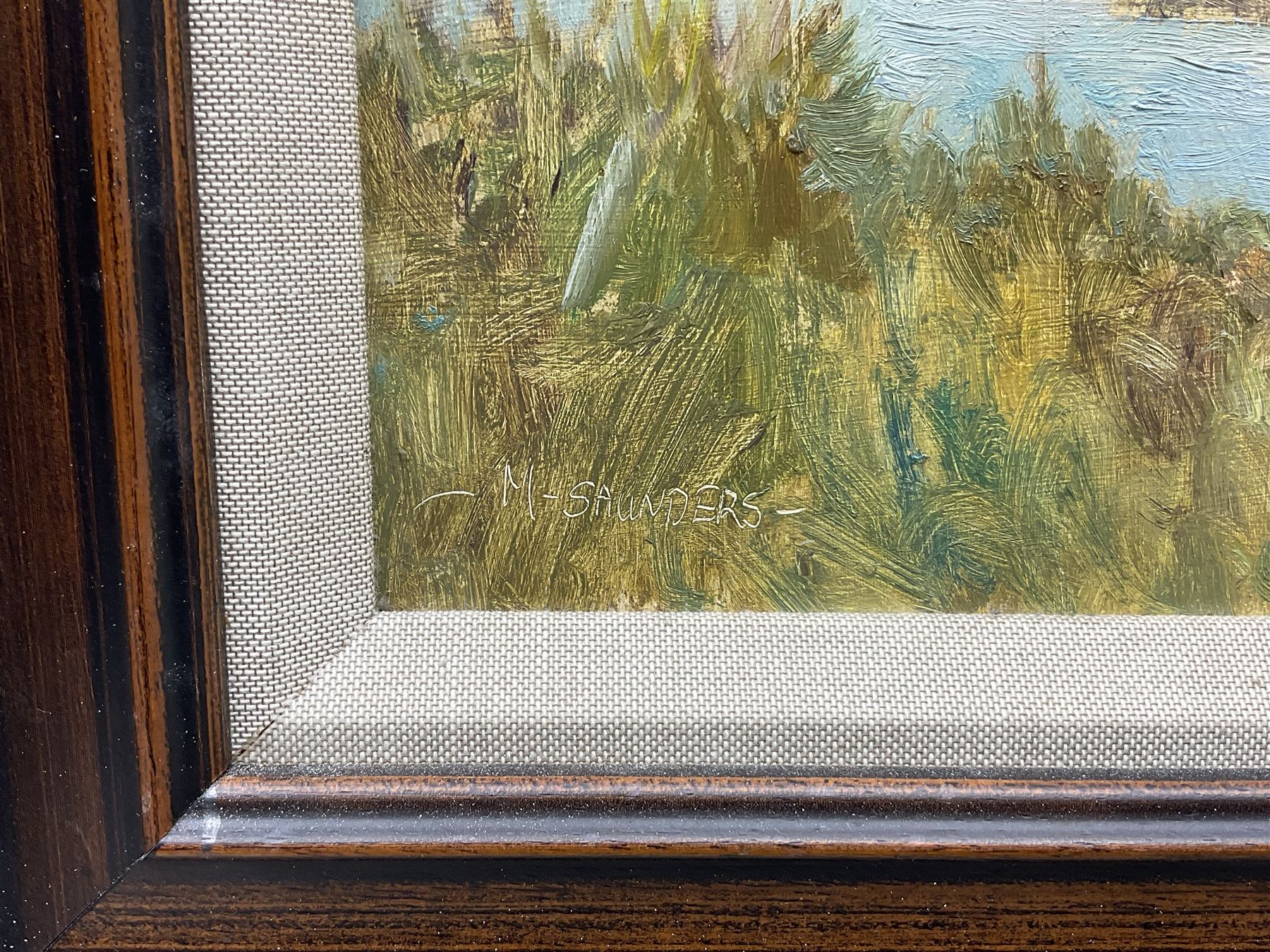 Michelle Saunders (British 1963-): 'Morning Light from Hawsker', oil on board signed, titled on label verso 19cm x 29.5cm 