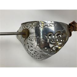 British George V 1897 Pattern Infantry Officers Sword, the 82.5cm fullered steel blade etched and polished with crowned royal arms, GRV cyphers and scrolling foliage, marked Army & Navy Co-operative Society 105 Victoria St London SW to the ricasso,  plated pierced basket hilt with wire bound fish skin grip and leather knot, No.15032; in leather covered scabbard