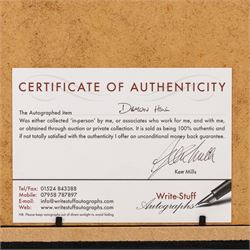 Ten signed Formula 1 photographs, comprising eight Damon Hill examples, Jenson Button and a Nigel Mansell example, nine with certificates of authenticity from Write Stuff Autographs, all framed, largest H47cm, W67cm