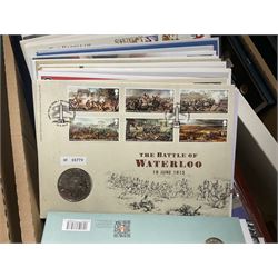 Approximately one hundred and fifteen Royal Mint coin covers, in two ring binder folders and loose, together with approximately 53 grams of Great British pre-1920 and approximately 68 grams of Great British pre-1947 silver threepence coins, and a small quantity of further pre-decimal coins