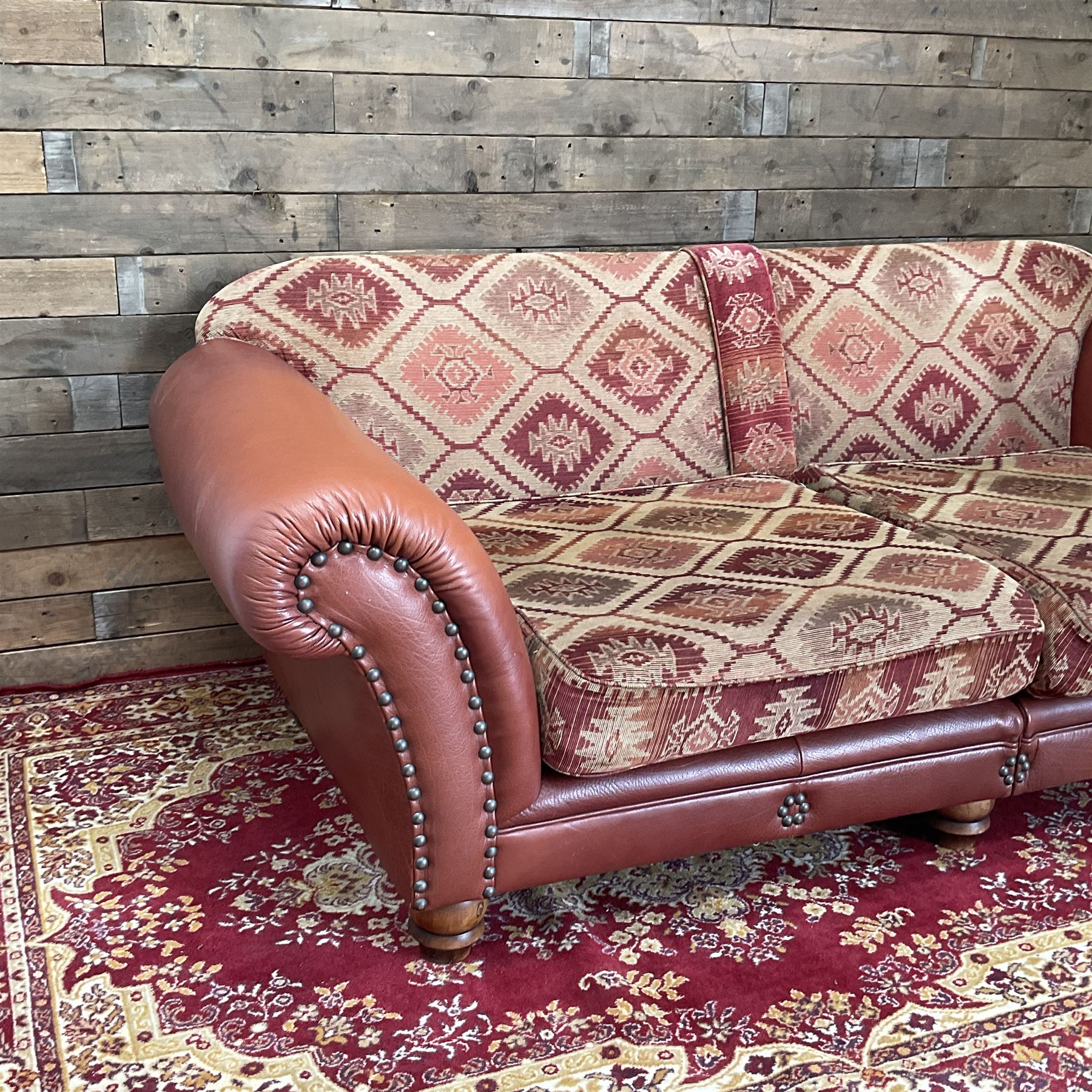 Tetrad Eastwood leather and kilim fabric sofa