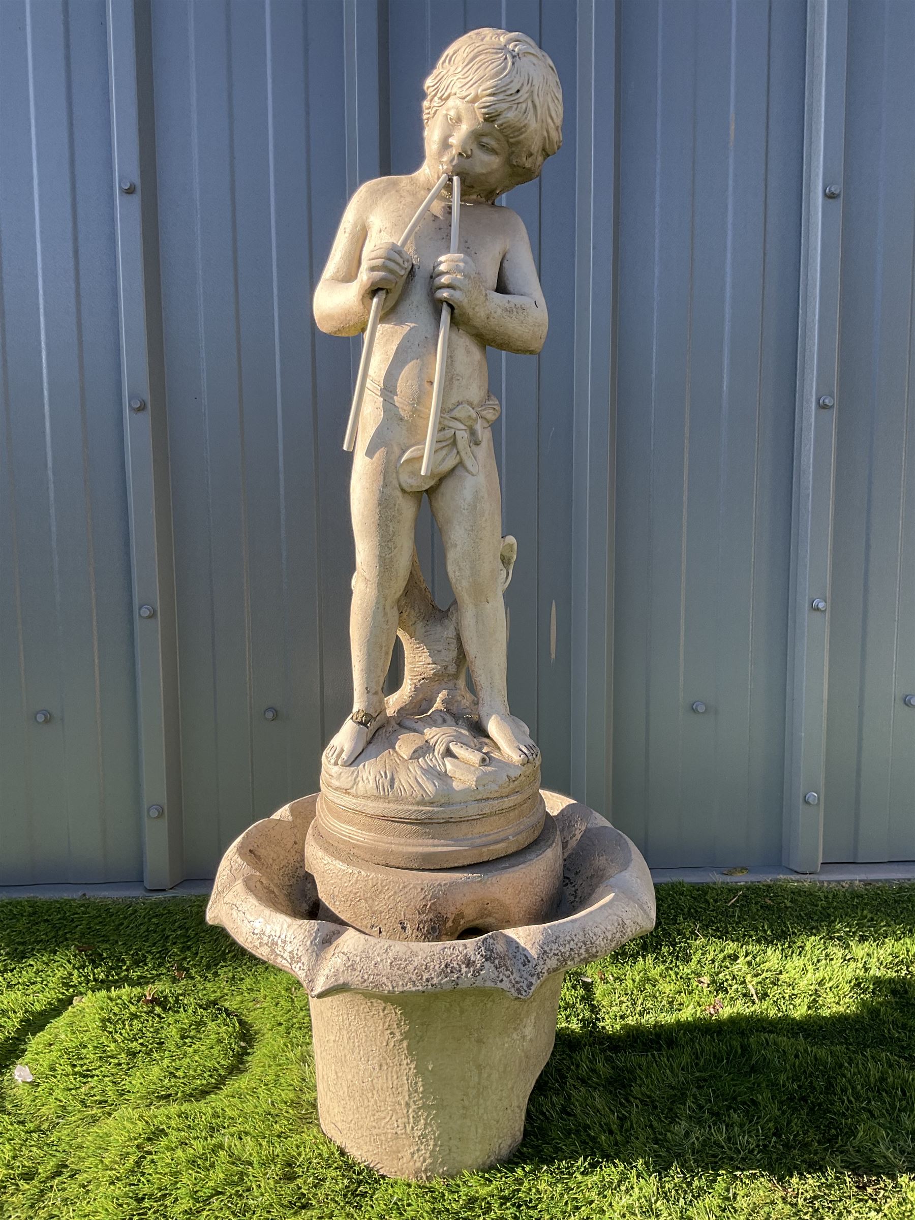 Cast stone garden bird bath - young boy - THIS LOT IS TO BE COLLECTED BY APPOINTMENT FROM DUGGLEBY STORAGE, GREAT HILL, EASTFIELD, SCARBOROUGH, YO11 3TX