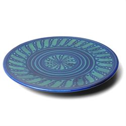 Royal Doulton charger, c1920s, designed by Reco Capey, with scrolling feather decoration, printed and painted marks to base D34cm 