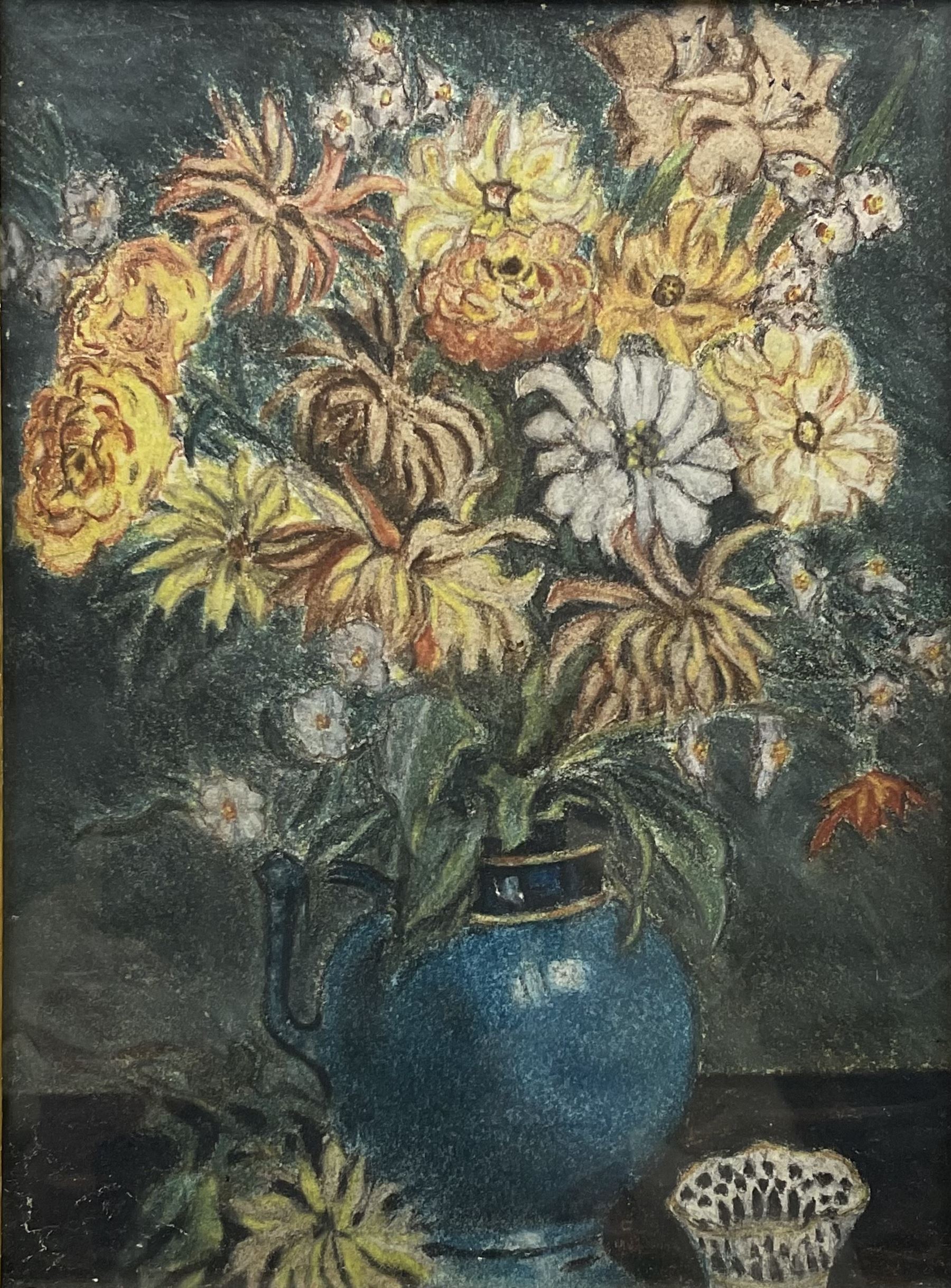 English School (Mid 20th century): Still Life of Flowers in a Vase, pastel unsigned 29cm x 21cm