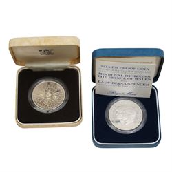 Eight The Royal Mint United Kingdom silver proof coins, comprising 1980 crown (2), 1981 crown (3), 1983 one pound, 1989 two pound two coin set, 2003 one pound, mostly cased with certificates, together with two Isle of Man 1977 silver proof crown coins issued by the Pobjoy Mint