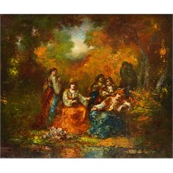 Frédéric Borgella (French 1833-1901): Figures in a Dense Woodland, oil on canvas faintly s...