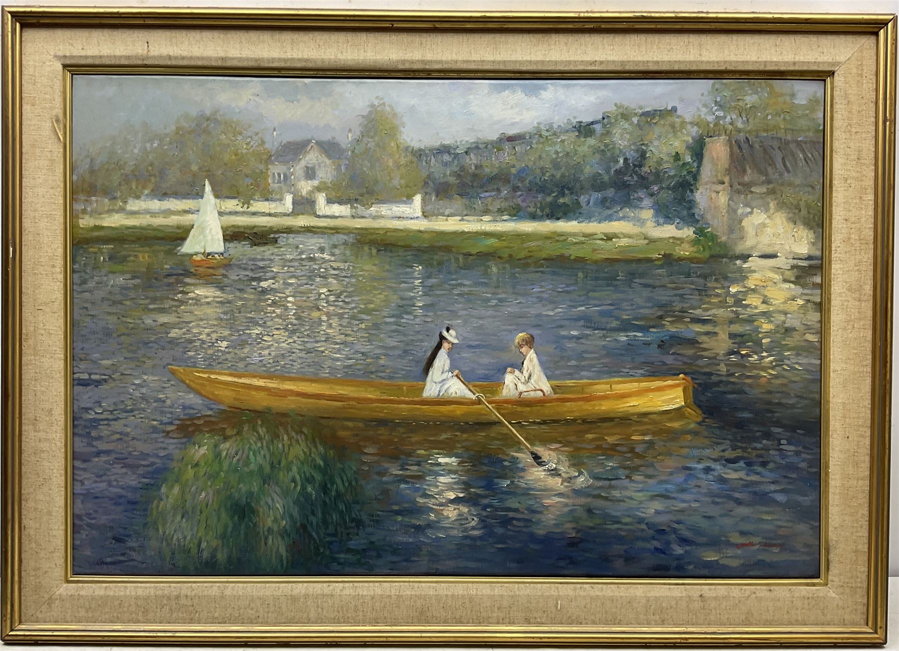 After Pierre-Auguste Renoir (French 1841-1919): The Skiff (La Yole), oil on canvas indistinctly signed 61cm x 91cm