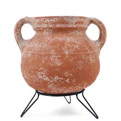 Second Israelite period terracotta twin handled cooking pot, H12cm