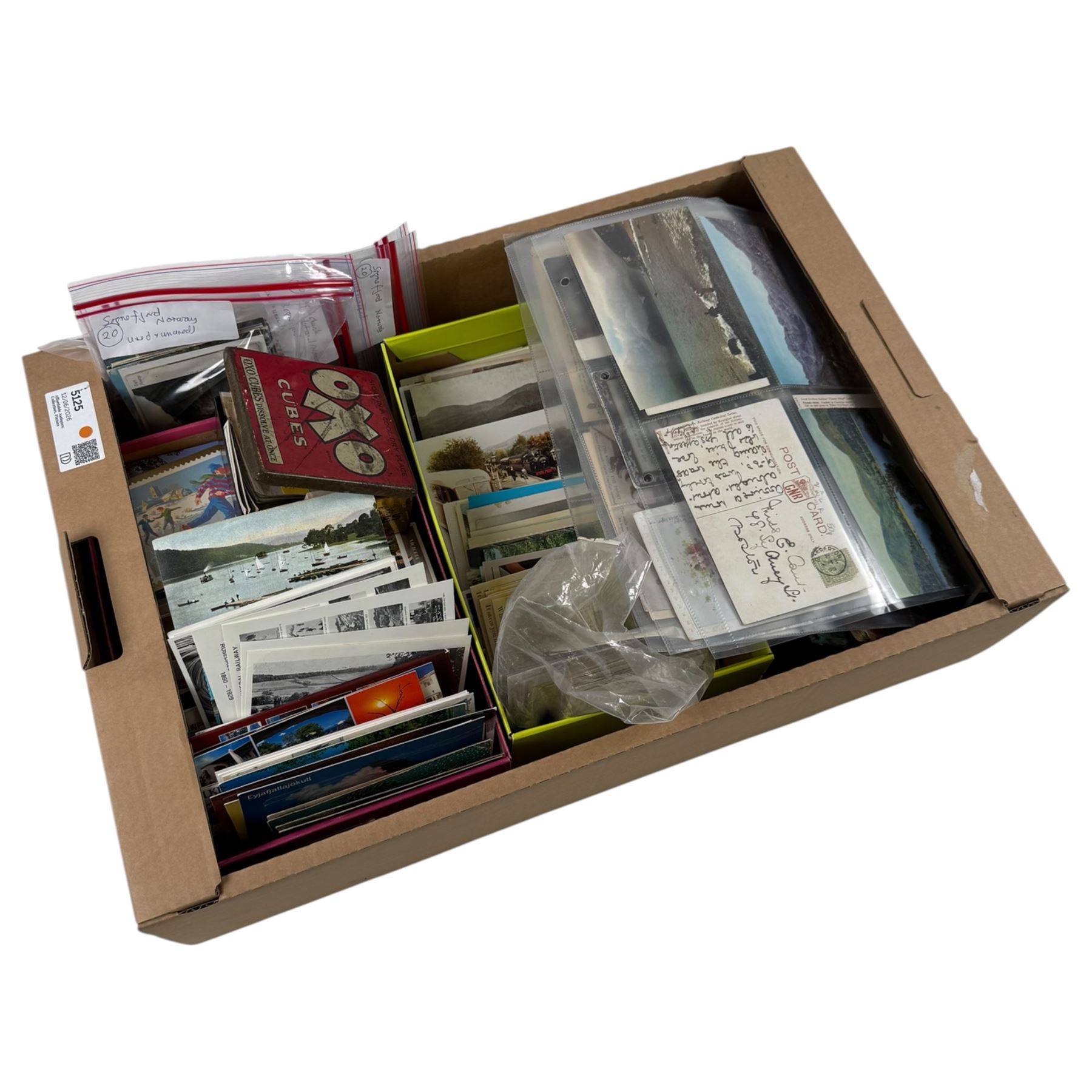 Postcards, cigarette cards and other ephemera, including silk cards, Bamforth WWI postcards, railway postcards, etc