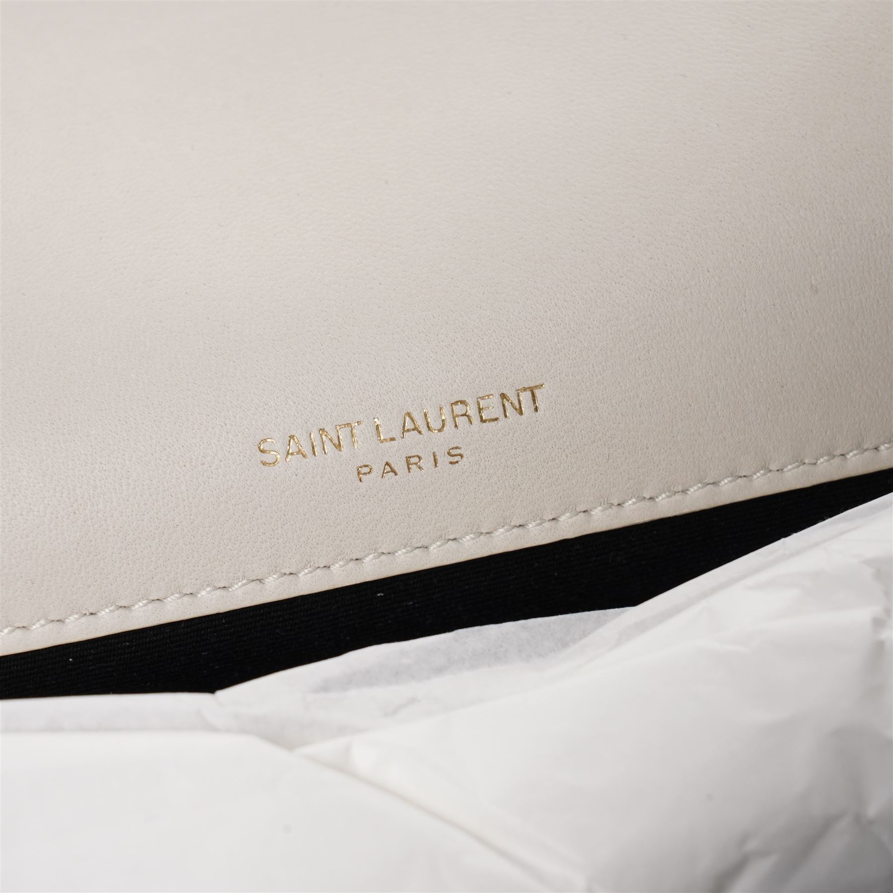 Saint Laurent - ‘Jamie 4.3’ Mini Shoulder Bag, in pale cream quilted lambskin leather, with oversized YSL Cassandre logo, gold-tone hardware and chain and leather shoulder strap, unused with original box and dust bag