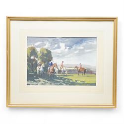 William Norman Gaunt (British 1918-2001): 'A Pause in the Hunt - Lunesdale Harriers' and Hunting by the Peaks, pair watercolours signed 25cm x 36cm (2)