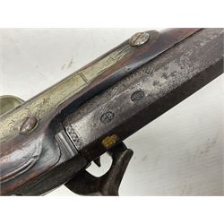 Early 19th century 20-bore flintlock converted to percussion fowling piece by Fisher, the 96.5cm(38