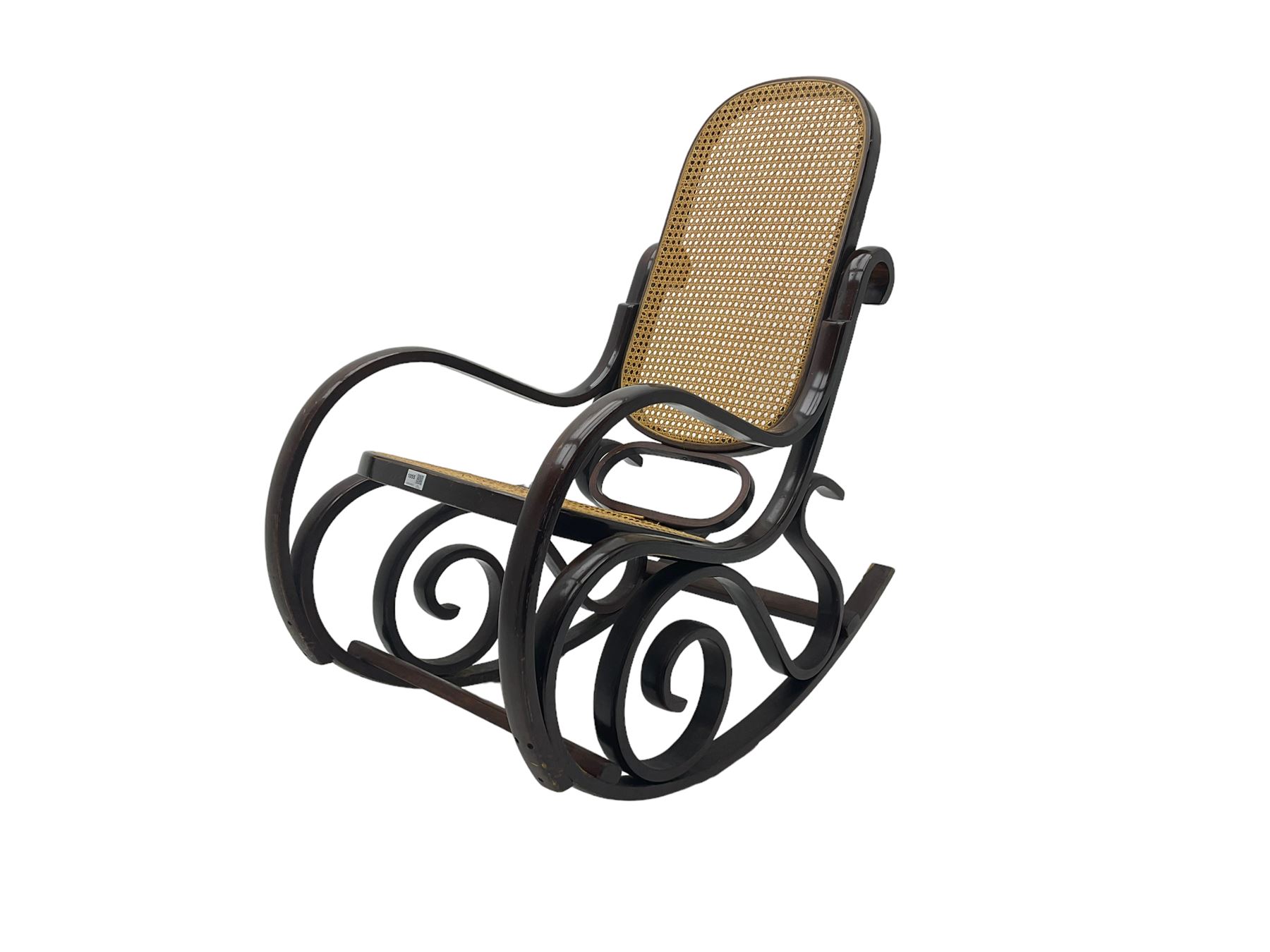 Early 20th century Michael Thonet design bentwood rocking chair, with cane seat and back