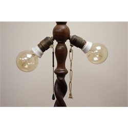  French walnut barley twist standard lamp with shade, H168cm  