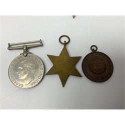WW2 Highland Light Infantry Military Medal group of five comprising MM, 1939-1945 War Medal, Defence Medal, 1939-1945 Star and France and Germany Star; three with ribbons; awarded to 1702538 A. Sjt. A.L. Alden H.L.I.; various copies of his citation giving details of his bravery on 26 Sep 44 at Donderdonk France when he single-handedly silenced an enemy machine gun nest. The citation also mentions a further heroic act on 15 Nov 44 when he risked his life to obtain vital information on the position of enemy mines and booby traps saving the lives of many other soldiers; the collection also comes with two contemporary group photographs of his Highland Light Infantry regiment, copy photograph of him being awarded the MM by Field-Marshall Montgomery, two post-war tug-o-war medallions and other items; together with a shooting medallion awarded to Gnr. J. Alden (his brother John) inscribed 123 L.A.A. Regt. R.A. Rifle Meeting Harburg 1945 and a Life Saving bronze medallion to J. Alden April 1938
