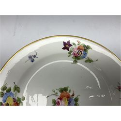Early 19th century Swansea porcelain plate, circa 1814-1822, hand painted with floral sprays and sprigs within a gilt rim, with red printed mark beneath, D21cm