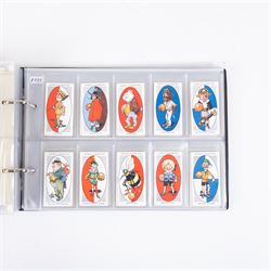 Collection of Edwardian and later Football related trading and cigarette cards, including forty-nine of fifty 1906 Ogden's Football Club Colours, 1922 PALS Footall series, ninety of one hundred 1925 Gallaher Famous Footballers, complete set of forty-four 1926 Ogden's Captains of Association Football Clubs and Colours, complete set of fifty 1927 Players Football Caricatures by MAC,  complete set of fifty 1927 Players Football Caricatures by RIP,  complete set of fifty 1930 Players Association Cup Winners, complete set of 50 1933 Ogdens AFC Nicknames etc, housed in brown cigarette card album