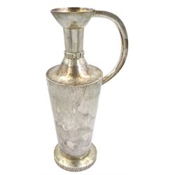 Modern Guild of Hull Silversmiths silver ewer, of tapering cylindrical form with waisted neck and C handle, upon a circular foot with key fret border, hallmarked J & K R, Birmingham 1990, also marked with the three crowns mark of the Guild of Hull Silversmiths, H20cm, approximate weight 7.16 ozt (223 grams)

Abraham Barachin was the last Hull silversmith to use the Hull mark of three ducal coronets in around 1706. 
However in 1983 the Assay Offices of Great Britain and the City of Kingston upon Hull granted the Guild of Hull Silversmiths permission to use the City's Coat of Arms as an additional mark on pieces they produced. 