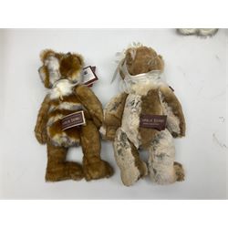 Eight Charlie Bears, comprising limited edition example Nina CB171785A, designed by Isabelle Lee, limited to 3000, Nyah CB191931A, designed by Isabelle Lee, Molly CB110310B, designed by Heather Lyell, Mooch CB206025O, and Gallivant CB195197O, each with tags, plus three lacking tags, CB165133, and two small unnamed examples