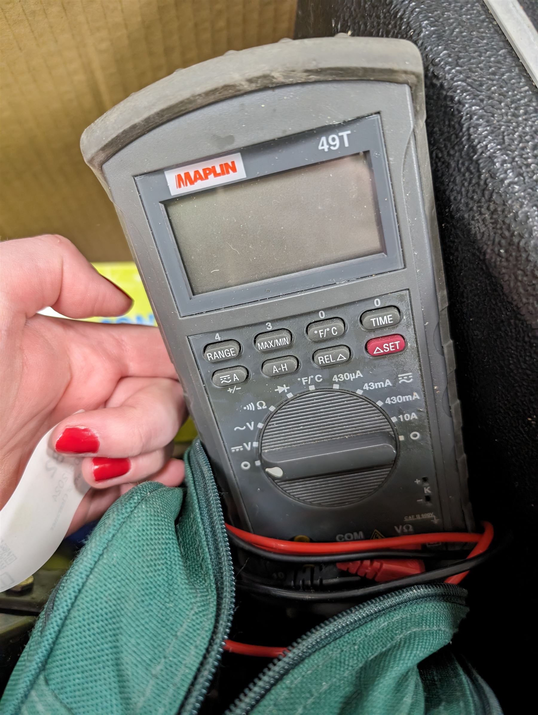 Electrical testing equipment, including Taylor valve voltmeter and a Maplin tester, together with a Union Brothers soldering station etc