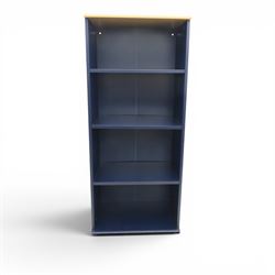 IKEA - 'Skruvby' bookcase in blue with oak top and three adjustable shelves