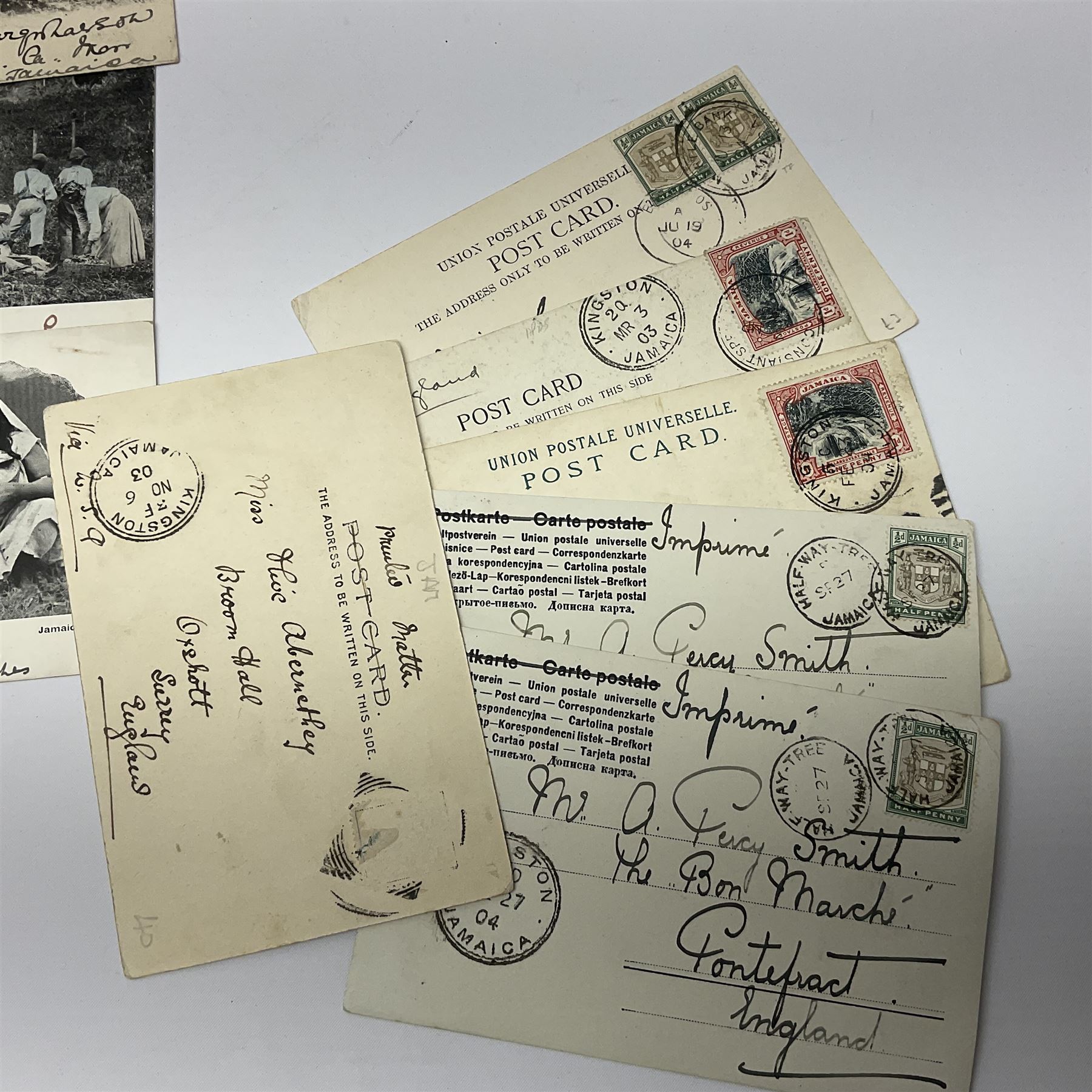 Jamaica postcards and postal history, including topographical, landmarks etc, many being used with stamp and postmark
