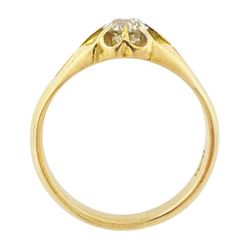 Early 20th century gold diamond ring, eight claw set with a single old cut diamond of approx 0.45 carat, stamped 18ct